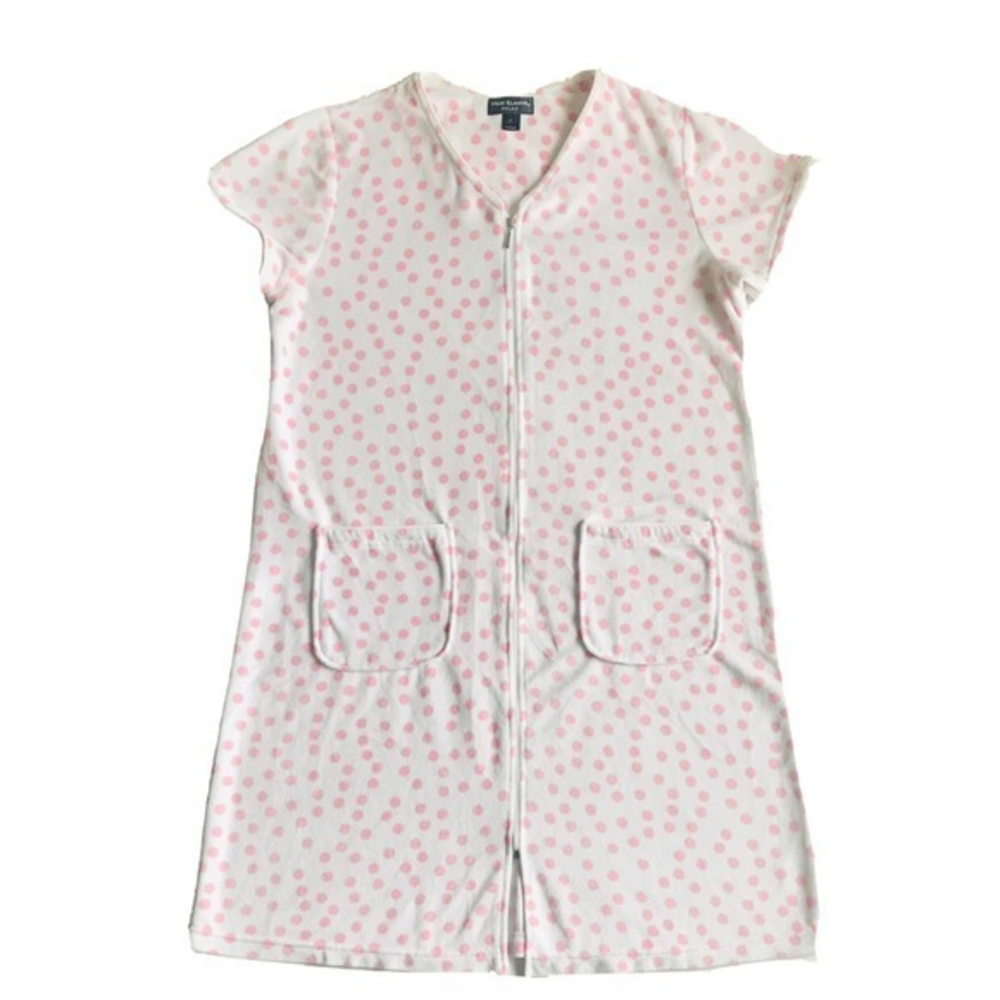 Miss Elaine White/Pink Polka Dot Robe Size S
